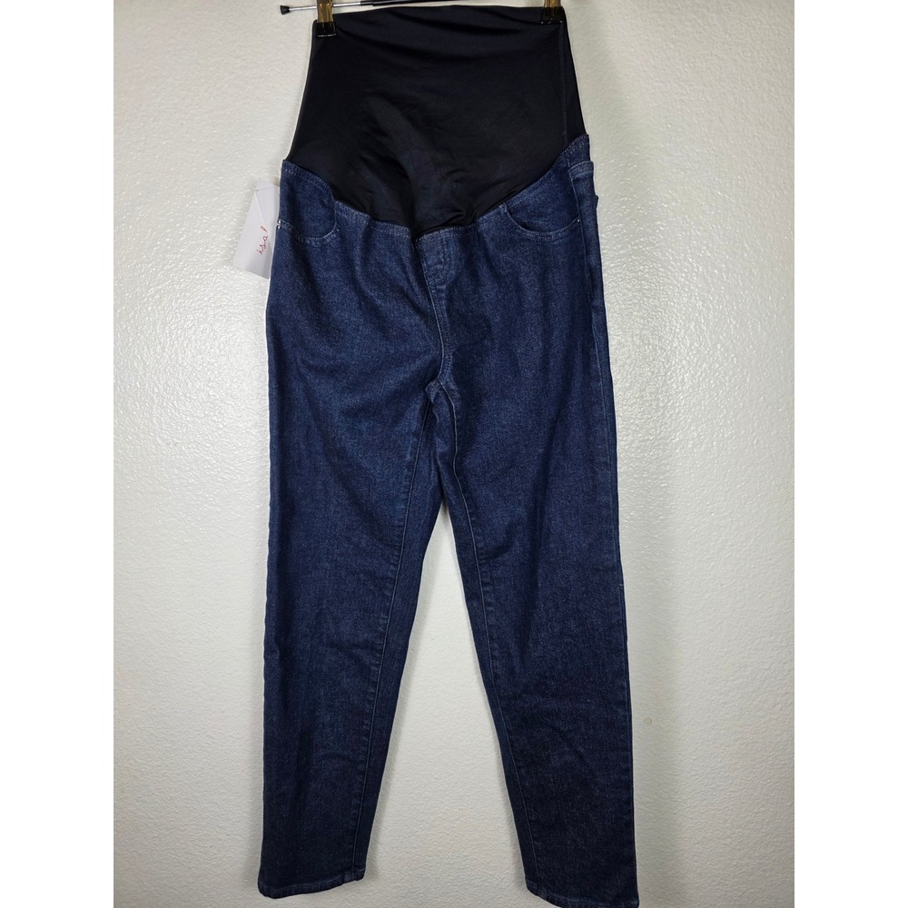 Isabel Maternity 80s Slim Dark Indigo Crossover Panel Jeans Size 2 28" Inseam